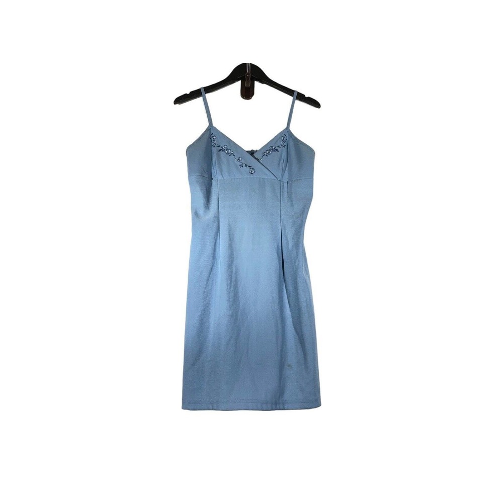 Vintage Y2k 90s ENT Entrancy Short Baby Blue Sundress FLAWS Flowers NO SIZE